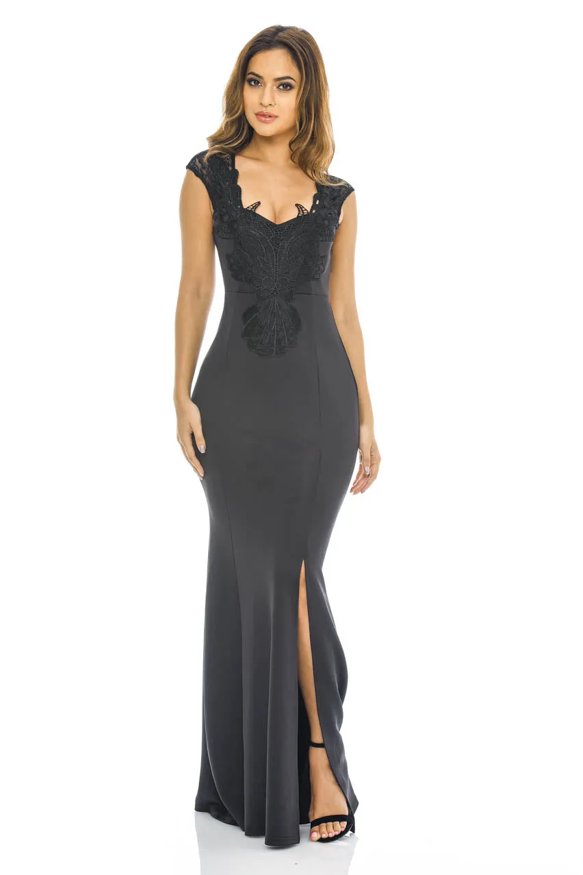 Black Crochet Detail Maxi Dress sold by AX Paris product image thumbnail 2