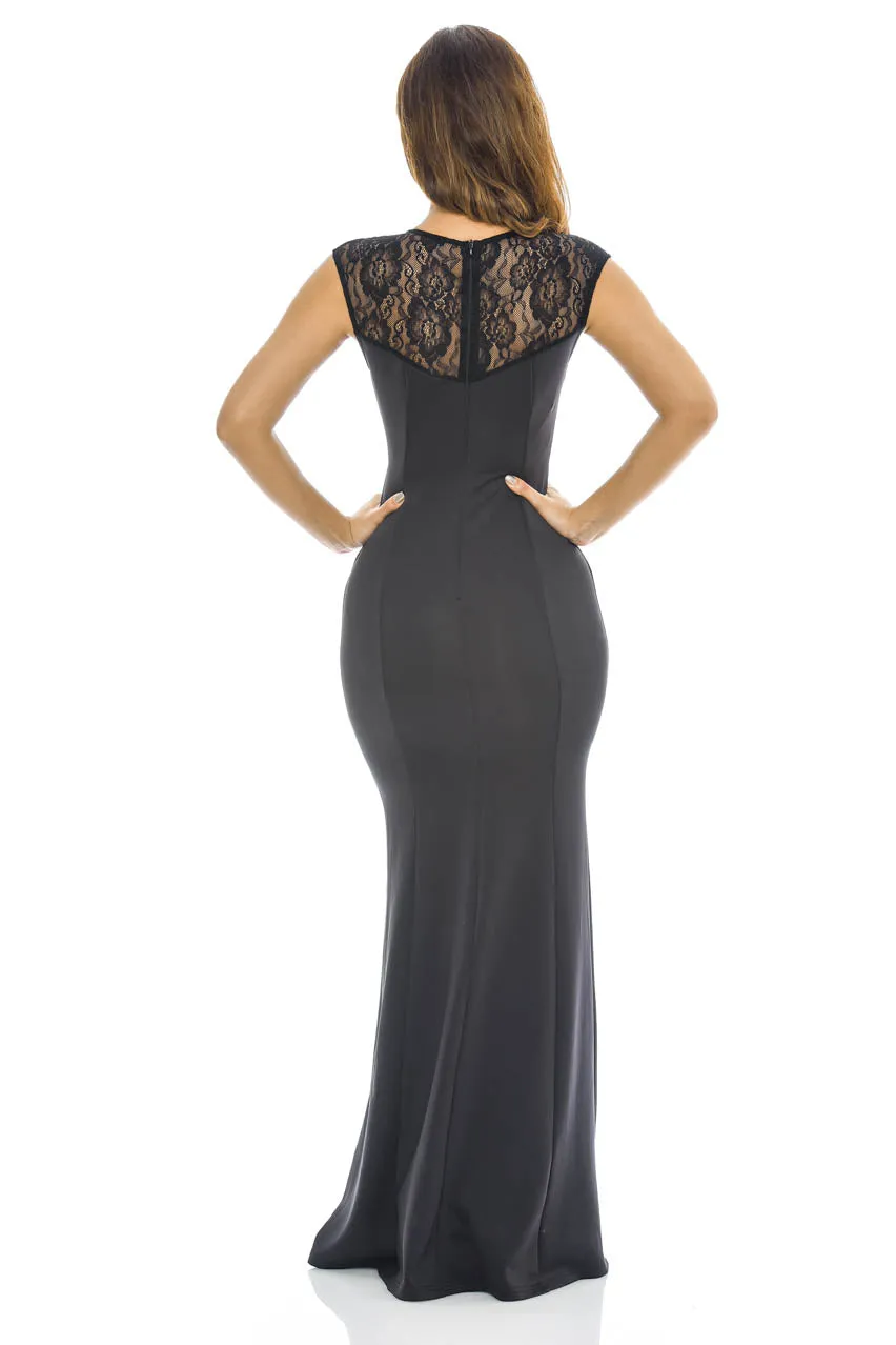 Black Crochet Detail Maxi Dress sold by AX Paris product image thumbnail 3