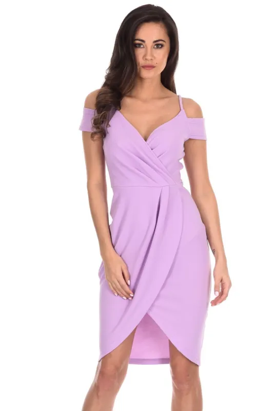 Lilac Wrap Around Dress sold by AX Paris