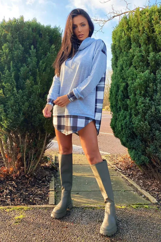 Grey Check Back Hoodie sold by AX Paris