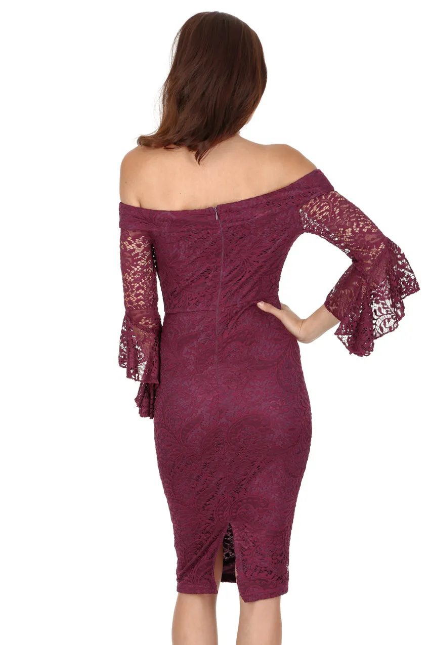 Plum Bardot Lace Dress sold by AX Paris product image thumbnail 3