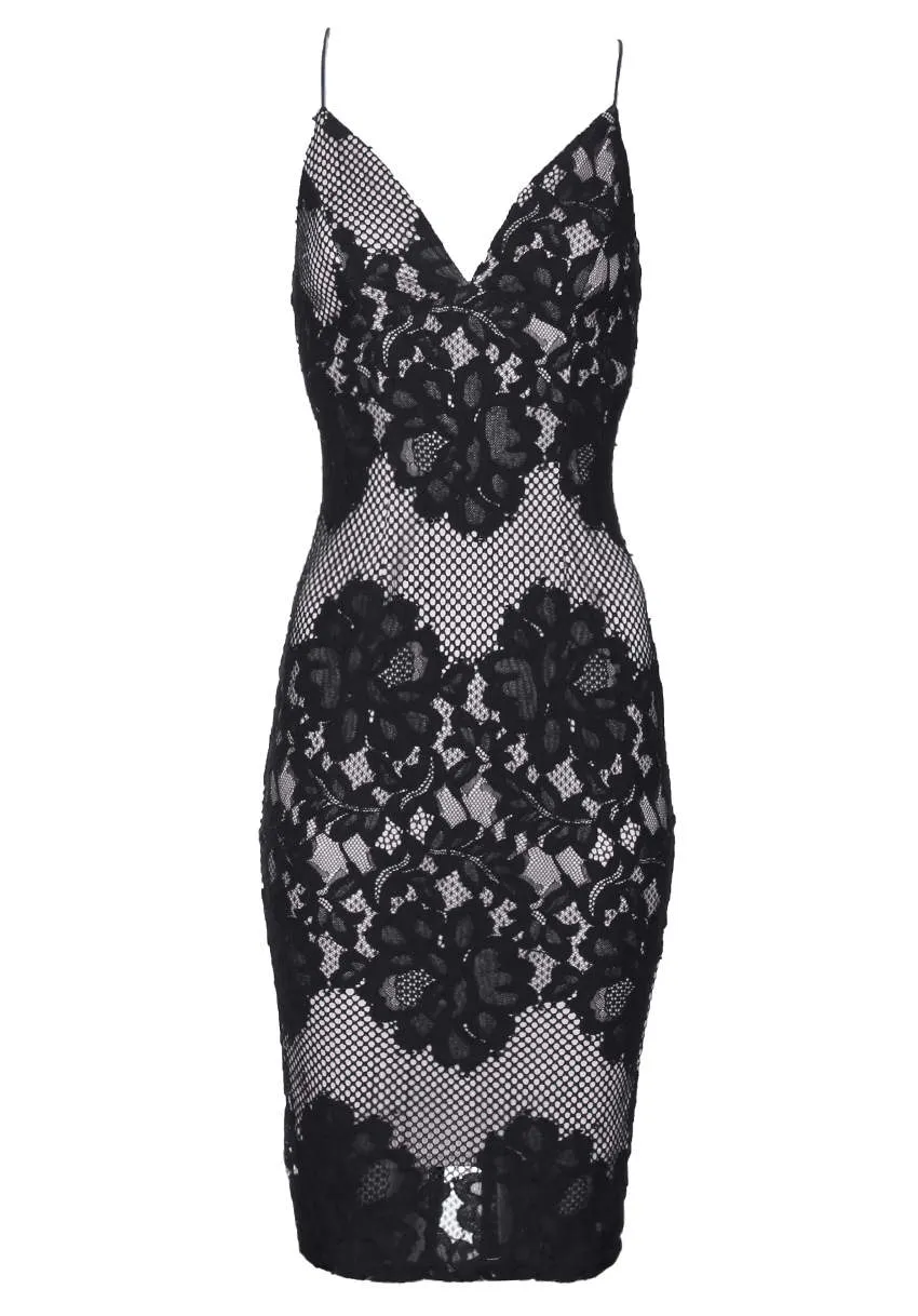 Black And Nude Lace Midi Dress sold by AX Paris product image thumbnail 4