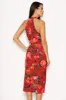 Red Floral Wrap Skirt Cut In Neck Dress sold by AX Paris