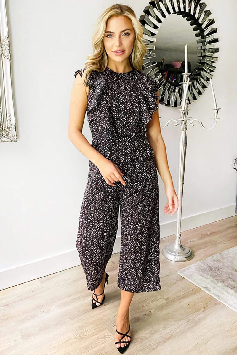 Black Floral Front Frill Tie Jumpsuit sold by AX Paris product image thumbnail 3