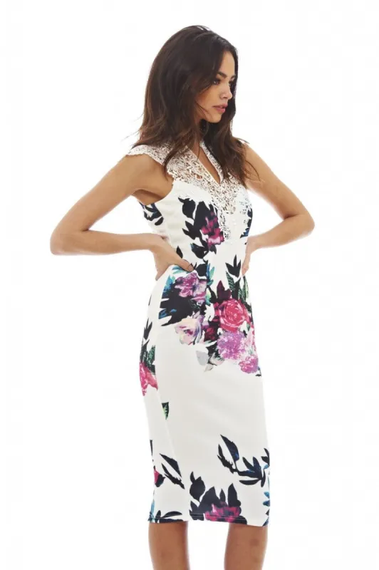 Crochet Top Floral Midi Dress sold by AX Paris
