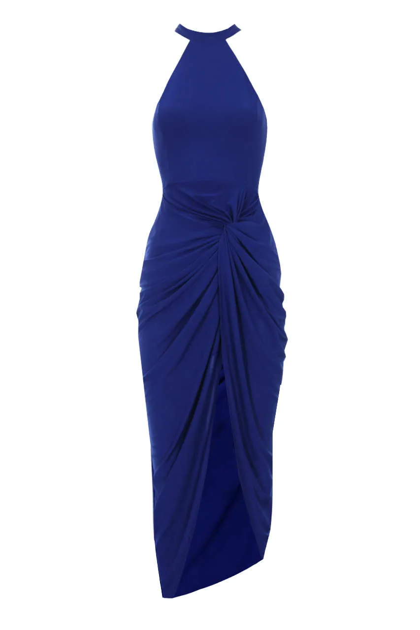 Blue Ruched Wrap Dress sold by AX Paris product image thumbnail 4