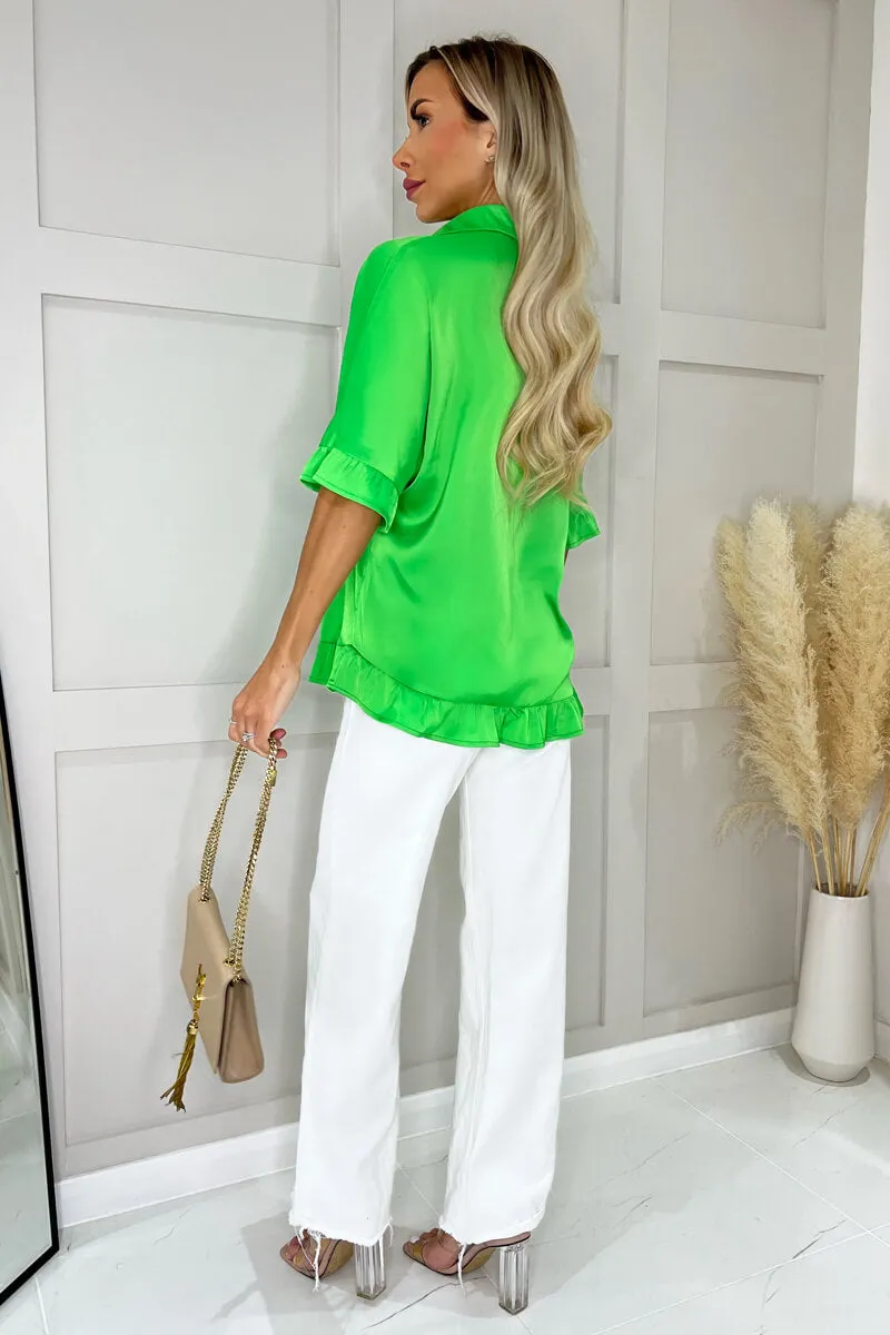 Green Frill Detail Gold Button Front Shirt sold by AX Paris product image thumbnail 4