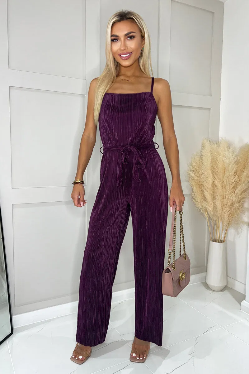 Plum Plisse Cowl Neck Jumpsuit sold by AX Paris product image thumbnail 2