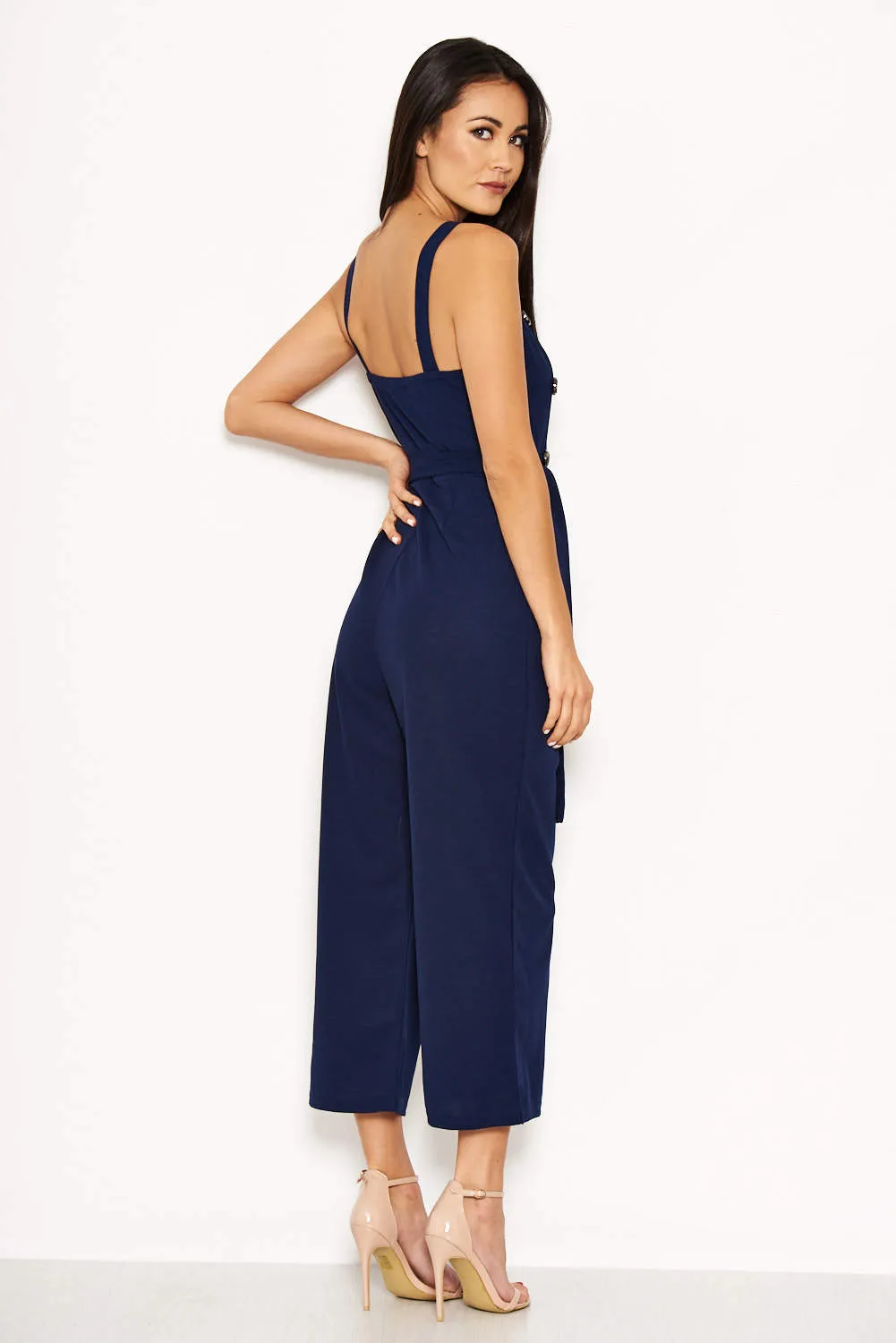 Navy Button Front Detail Jumpsuit sold by AX Paris product image thumbnail 4