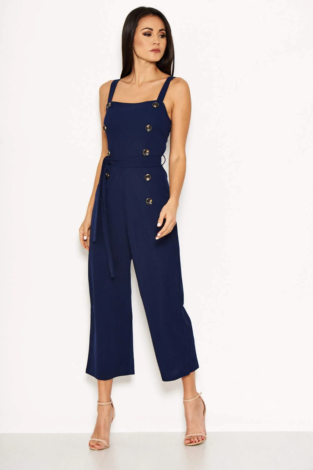 Navy Button Front Detail Jumpsuit sold by AX Paris product image thumbnail 3