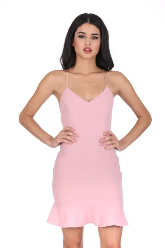 Blush Frill Hem Mini Dress sold by AX Paris