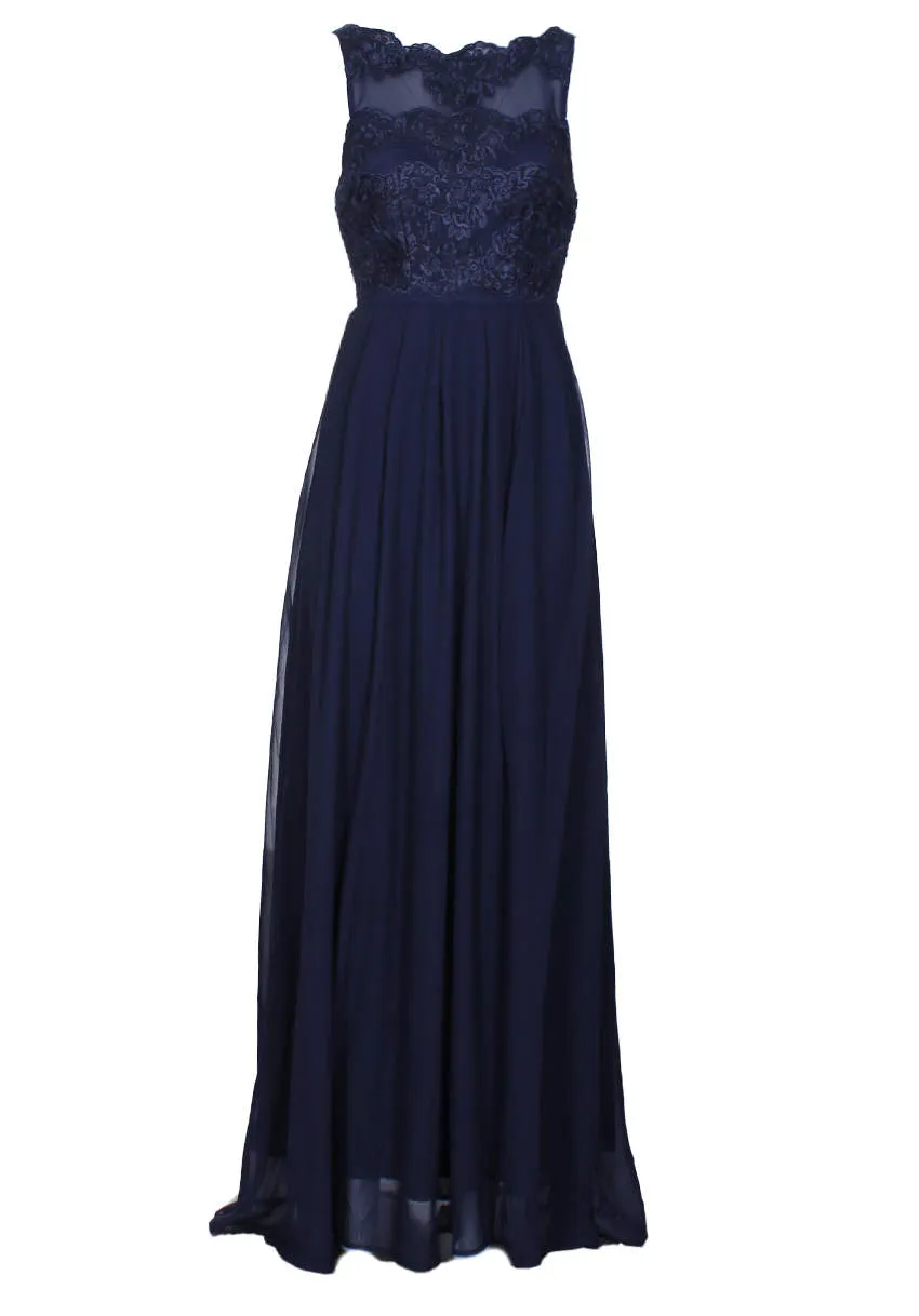 Navy Sleeveless Embroidered Maxi Dress sold by AX Paris product image thumbnail 4