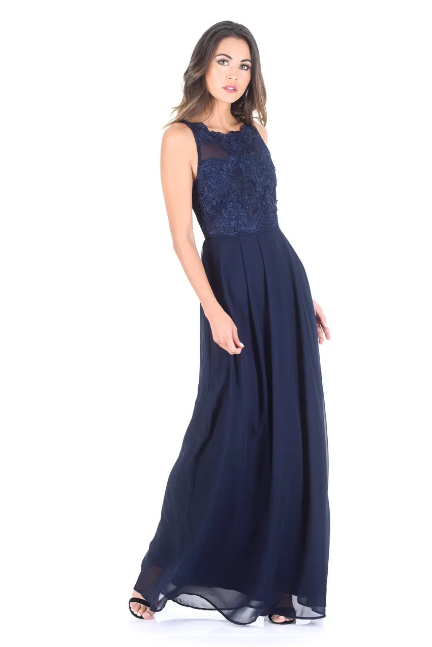 Navy Sleeveless Embroidered Maxi Dress sold by AX Paris product image thumbnail 2