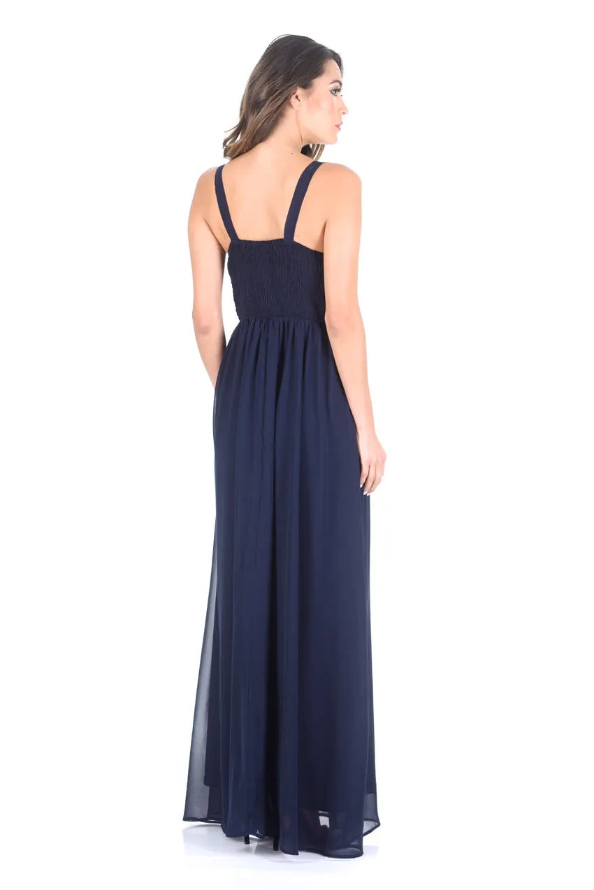 Navy Sleeveless Embroidered Maxi Dress sold by AX Paris product image thumbnail 3