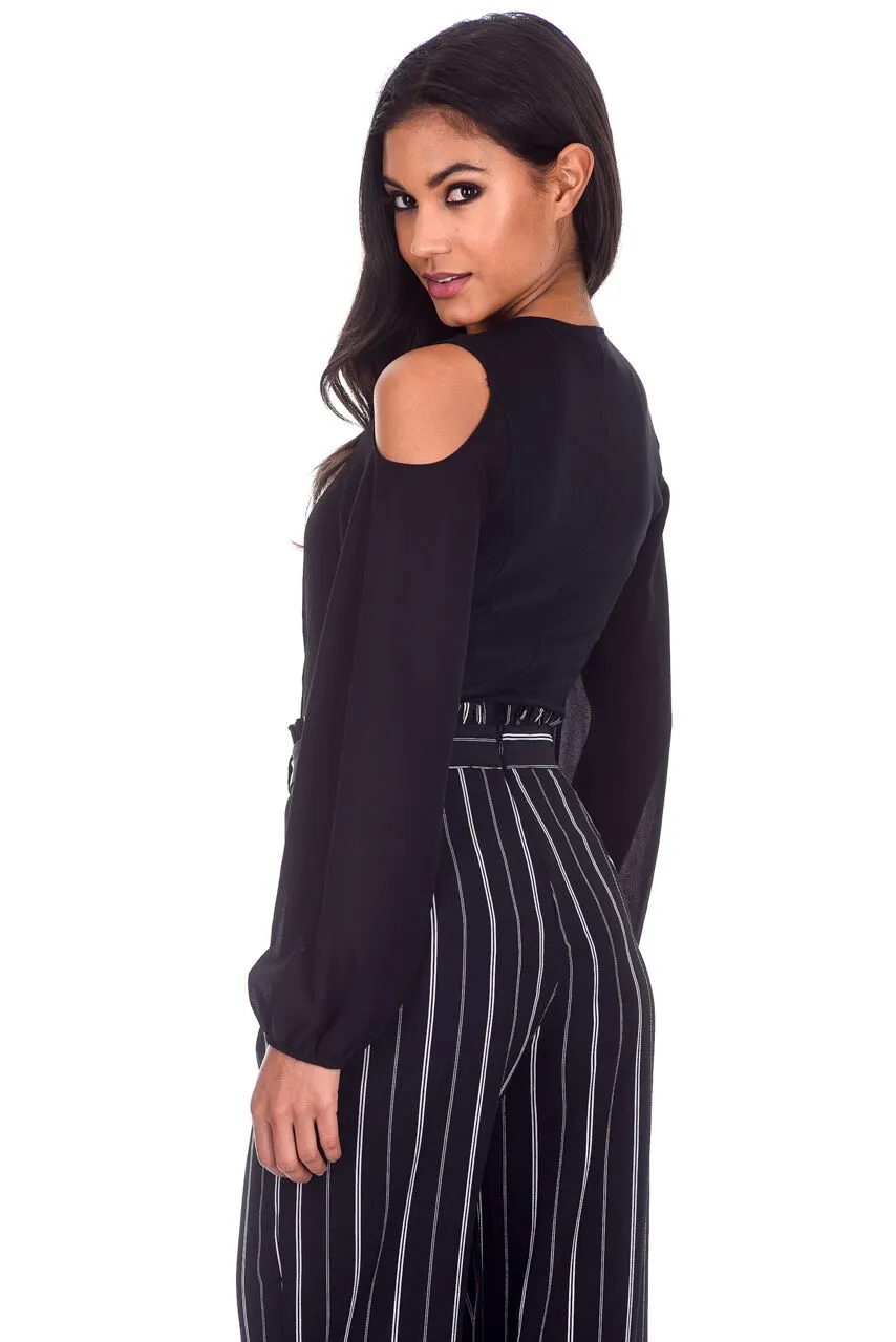 Black Sleeved Plunge Bodysuit sold by AX Paris product image thumbnail 3