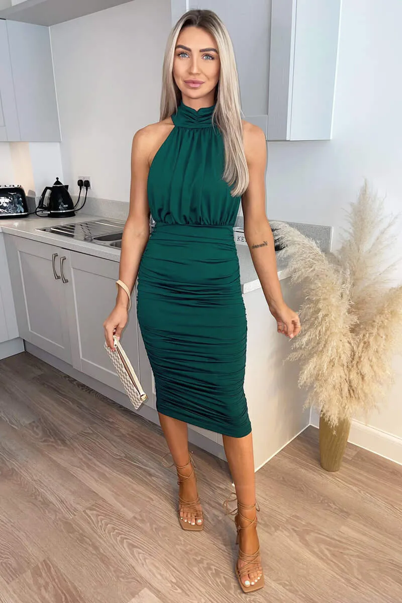 Teal Ruched High Neck Midi Dress sold by AX Paris product image thumbnail 3