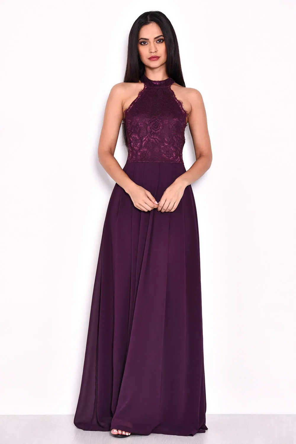 Plum Maxi Dress With Lace Detail sold by AX Paris product image thumbnail 2