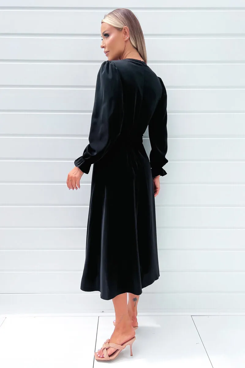 Black Long Sleeve Belted Midi Dress sold by AX Paris product image thumbnail 4