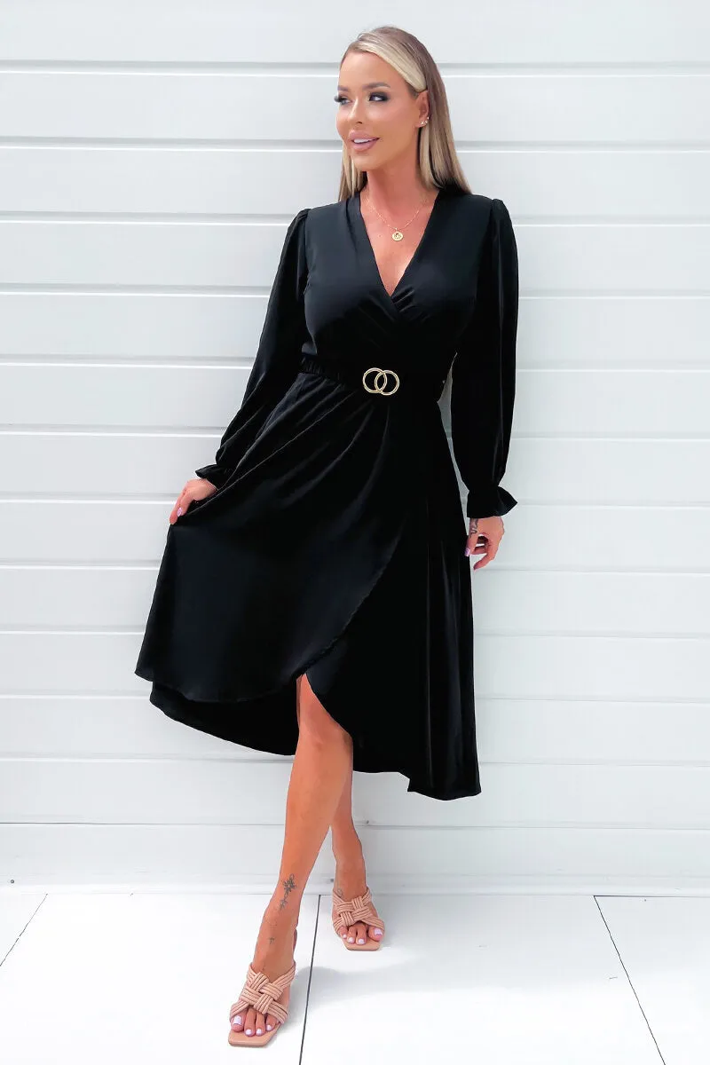 Black Long Sleeve Belted Midi Dress sold by AX Paris product image thumbnail 2