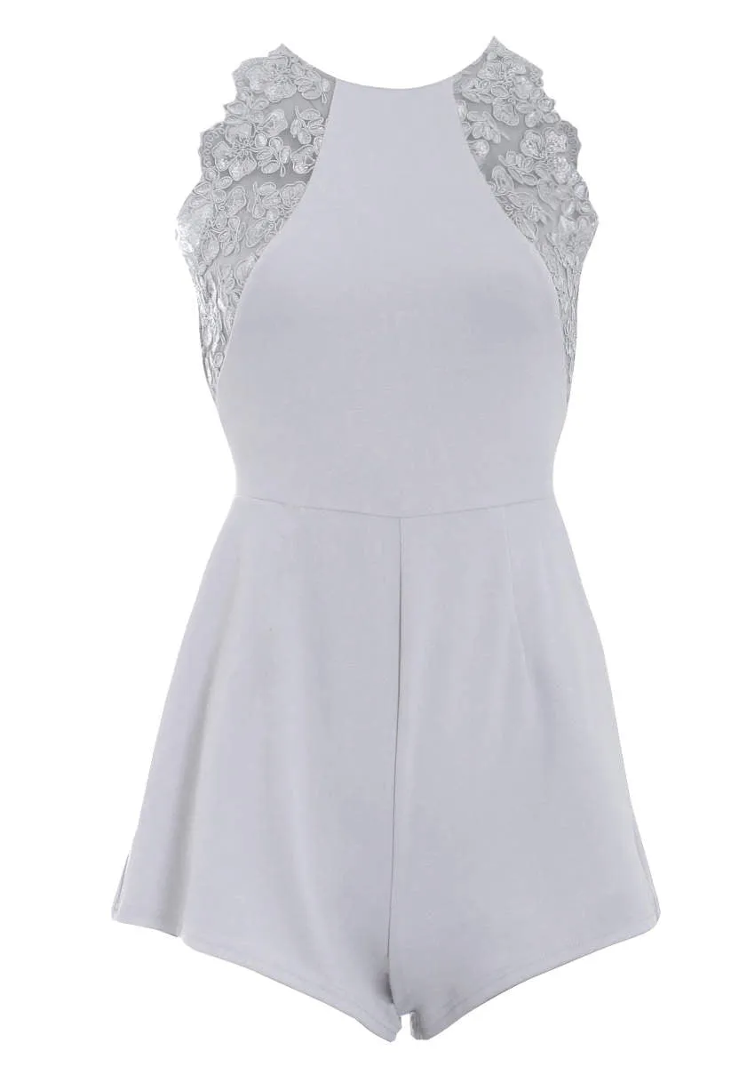 Silver lace playsuit sold by AX Paris product image thumbnail 4
