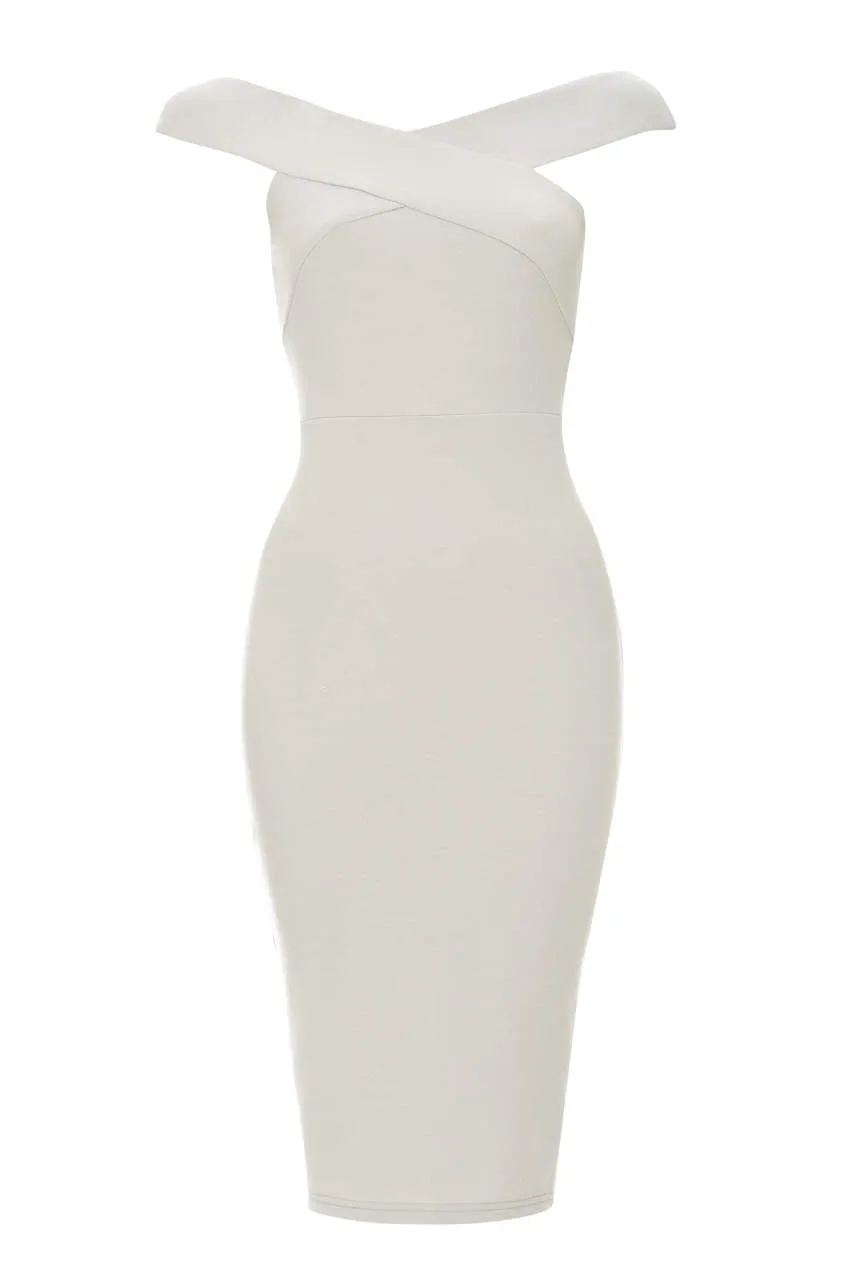 Silver Cross Over Bodycon Bardot Dress sold by AX Paris product image thumbnail 4