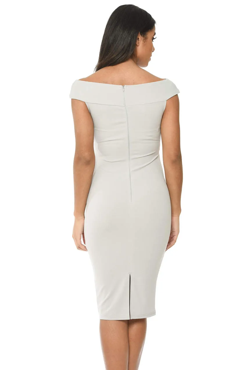 Silver Cross Over Bodycon Bardot Dress sold by AX Paris product image thumbnail 3