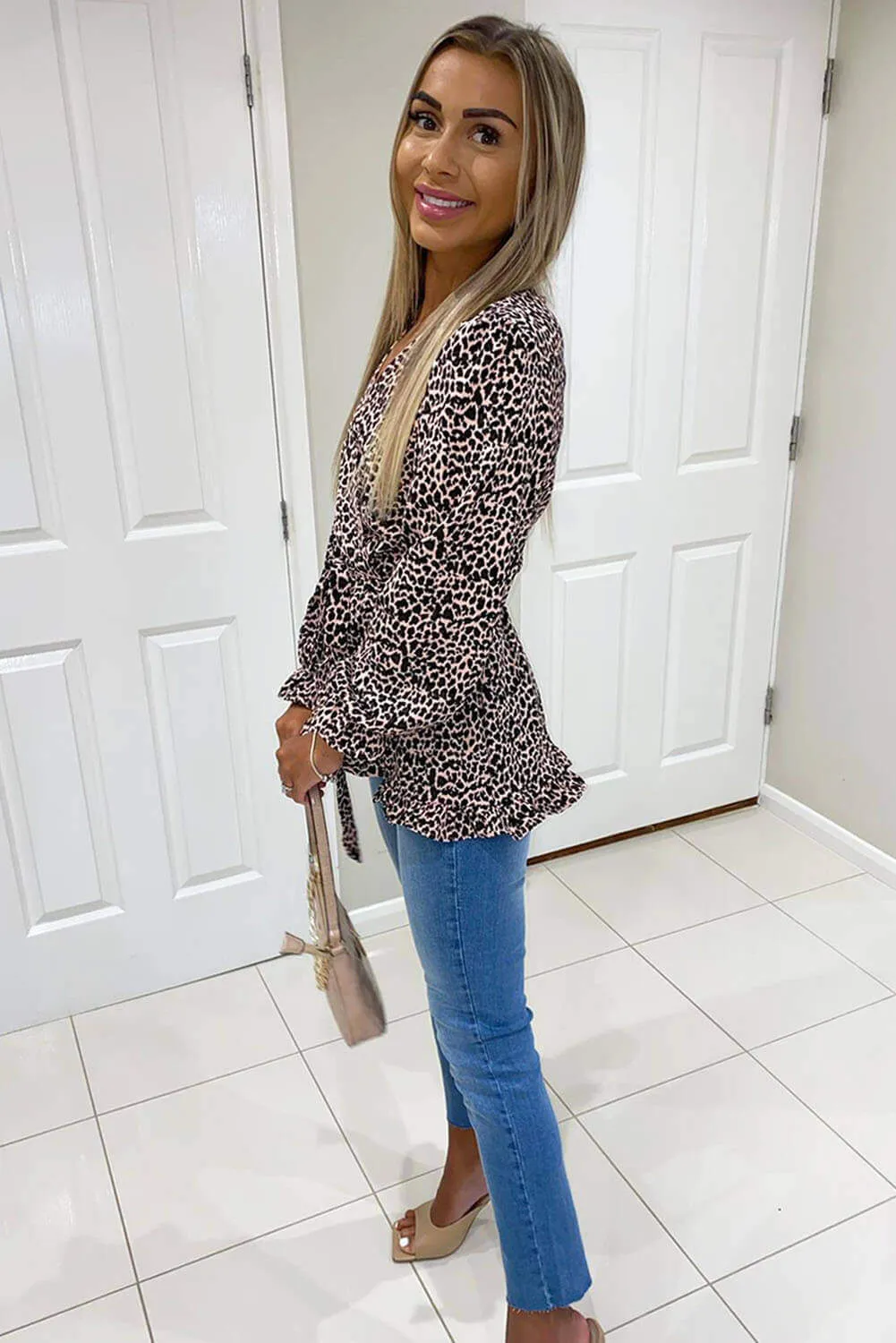 Pink Animal Print Wrap Top sold by AX Paris product image thumbnail 3