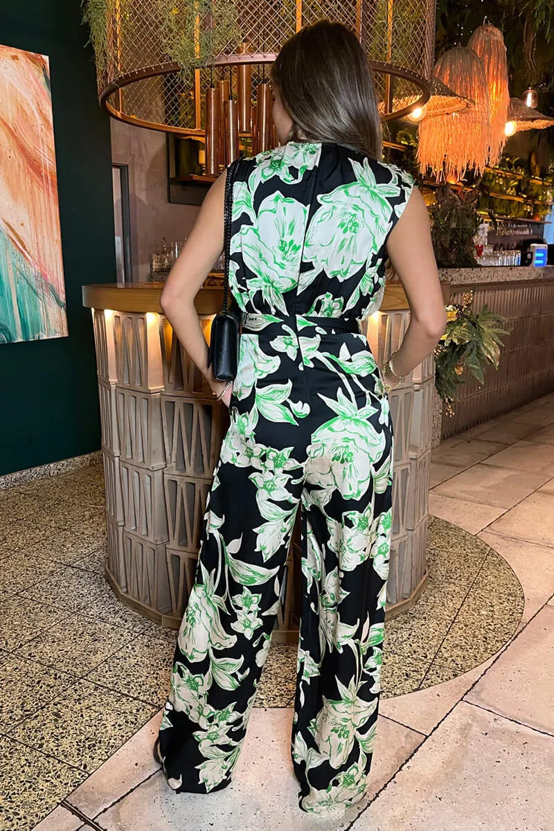 Multi Floral Print V Neck Sleeveless Jumpsuit sold by AX Paris product image thumbnail 5