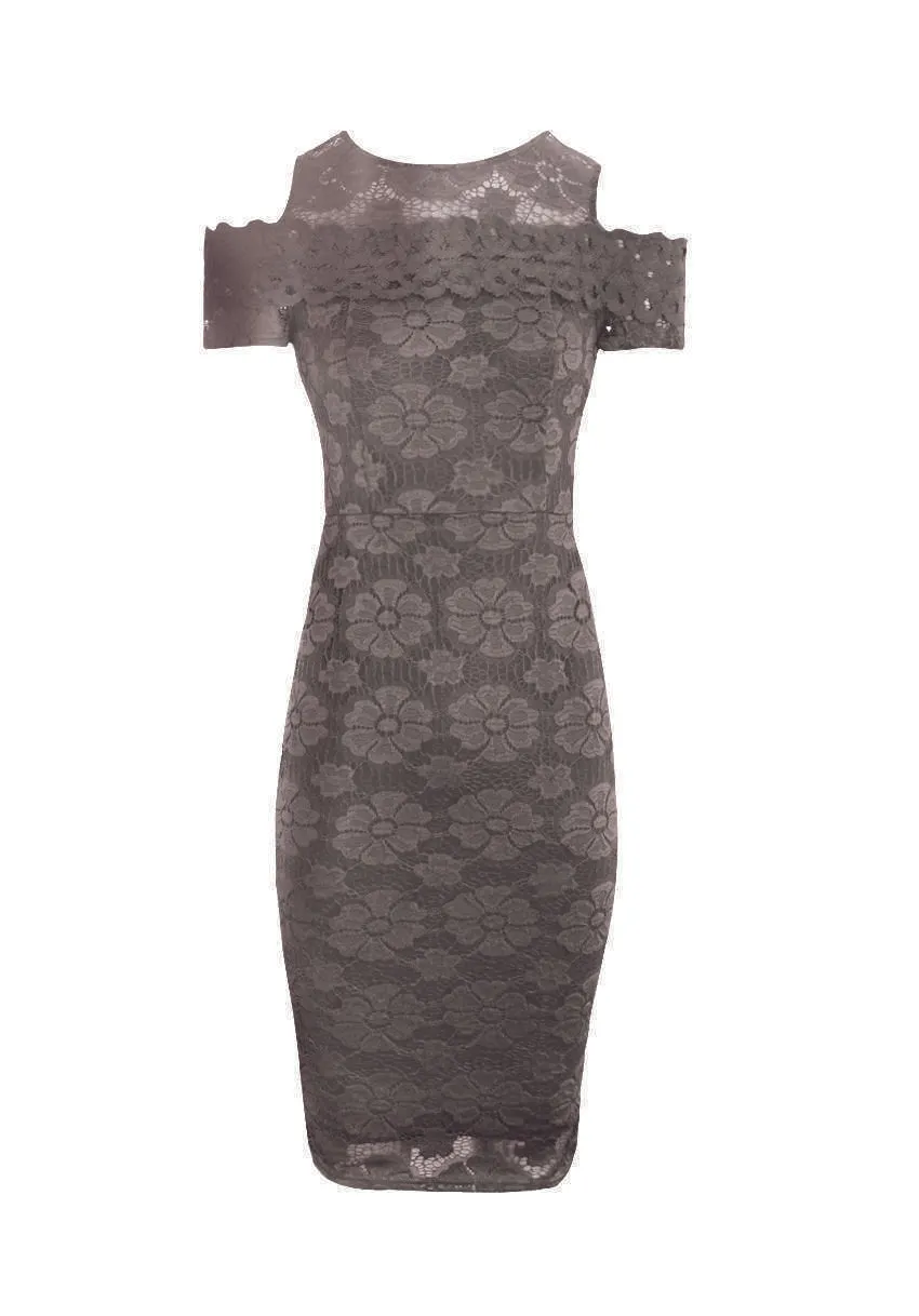 Grey Lace Bodycon Dress sold by AX Paris product image thumbnail 4