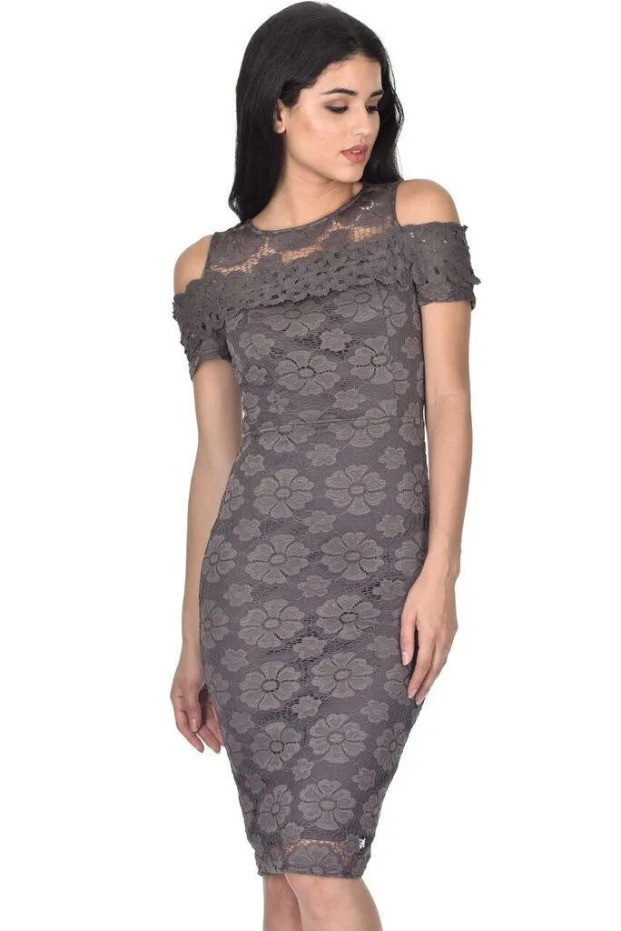 Grey Lace Bodycon Dress sold by AX Paris