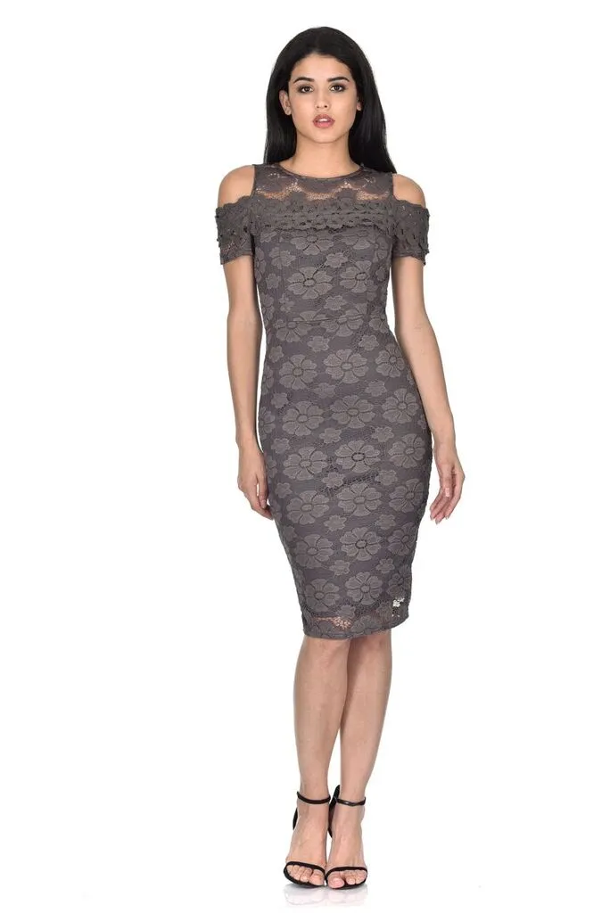 Grey Lace Bodycon Dress sold by AX Paris product image thumbnail 2
