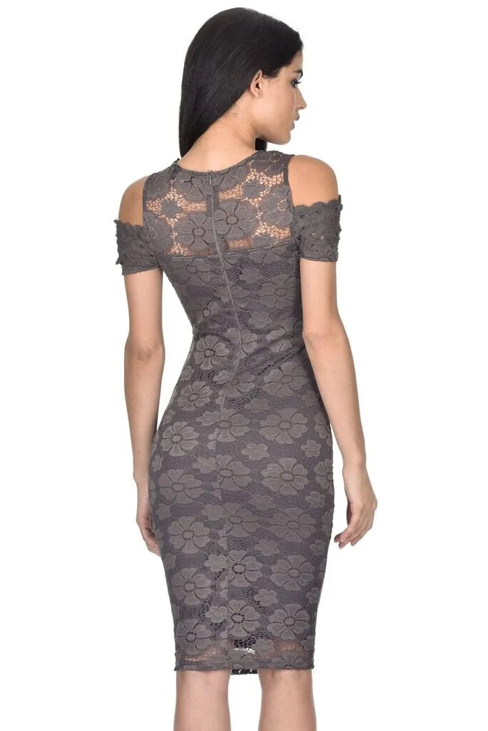 Grey Lace Bodycon Dress sold by AX Paris product image thumbnail 3