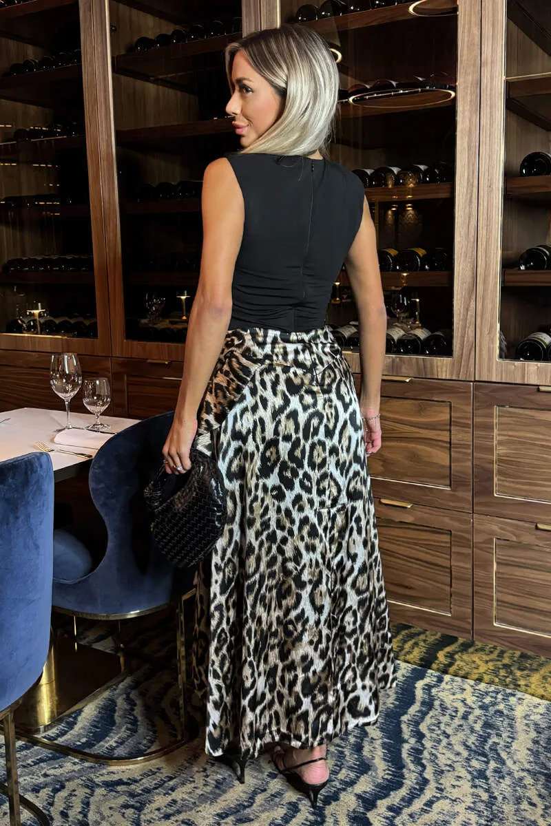 Multi Leopard Print 2 In 1 Double Frill Split Midi Dress sold by AX Paris product image thumbnail 3
