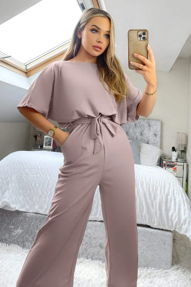 Mushroom Tie Waist Short Sleeve Culotte Jumpsuit sold by AX Paris product image thumbnail 3