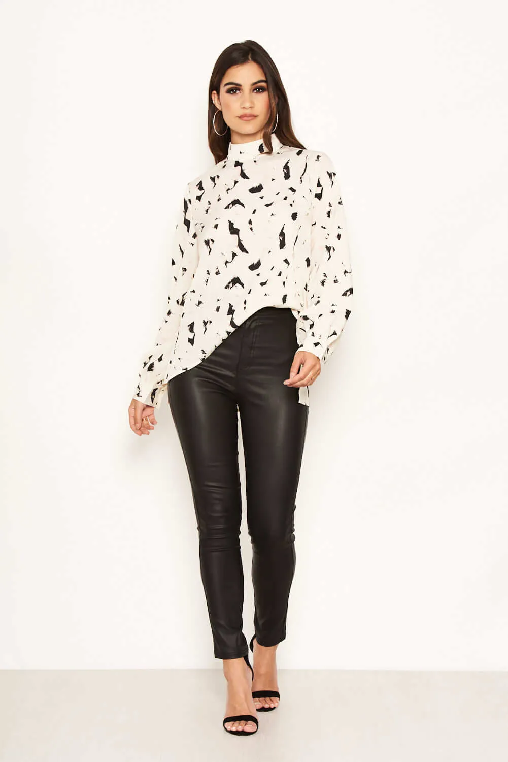 Cream Abstract Print High Neck Top sold by AX Paris product image thumbnail 2