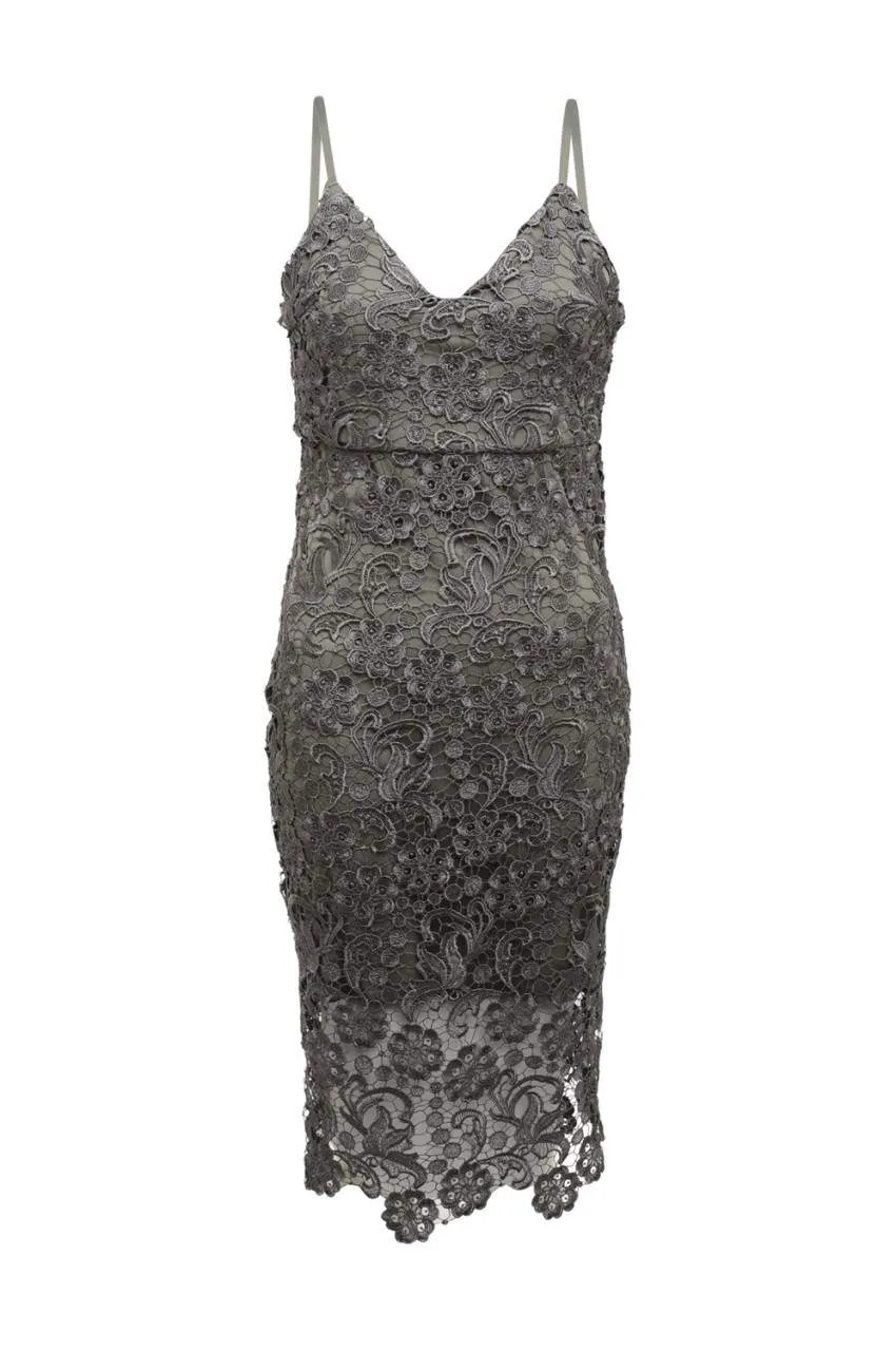 Grey Crochet Midi Dress sold by AX Paris product image thumbnail 4