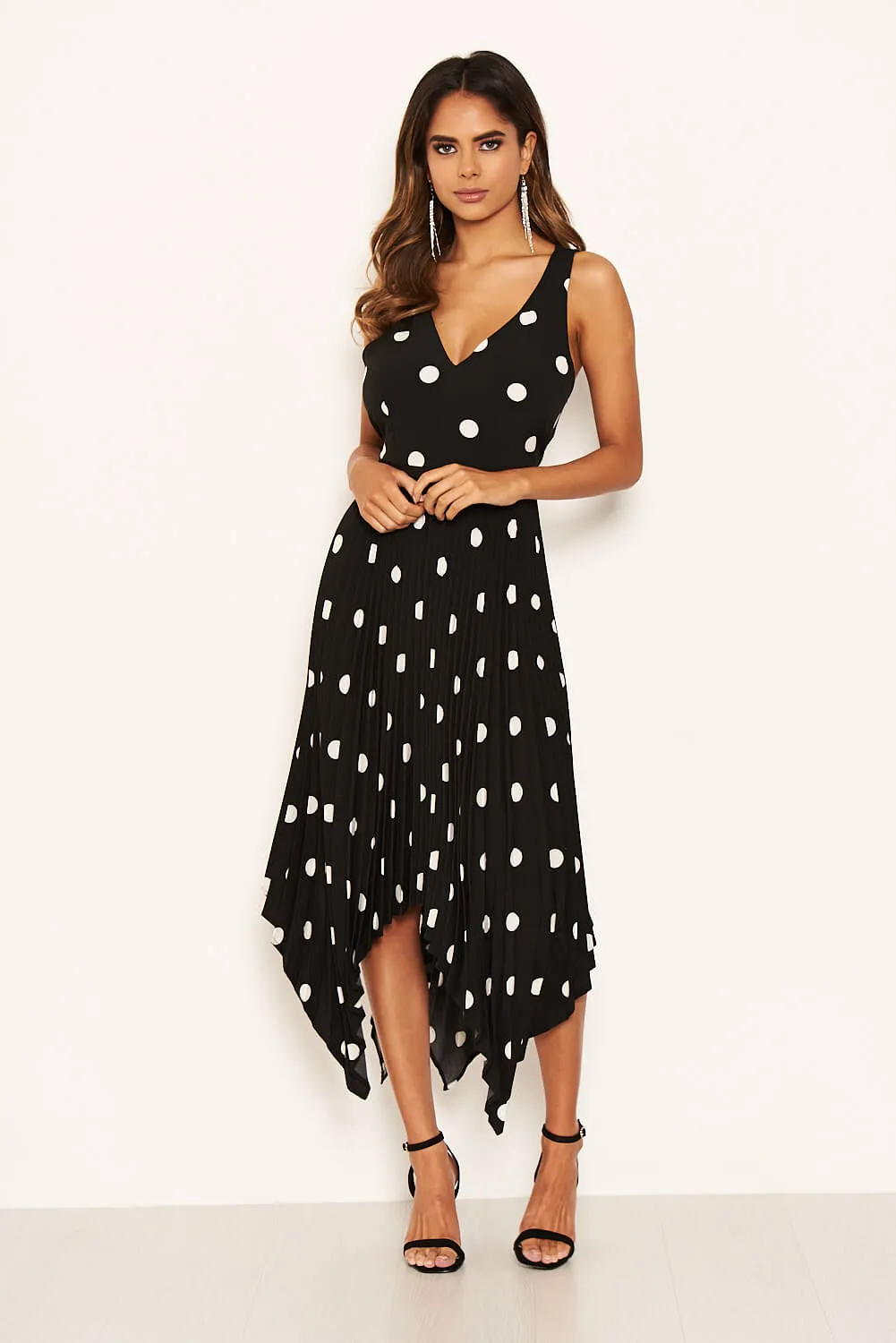 Black Polka Dot Pleated Dress sold by AX Paris product image thumbnail 5