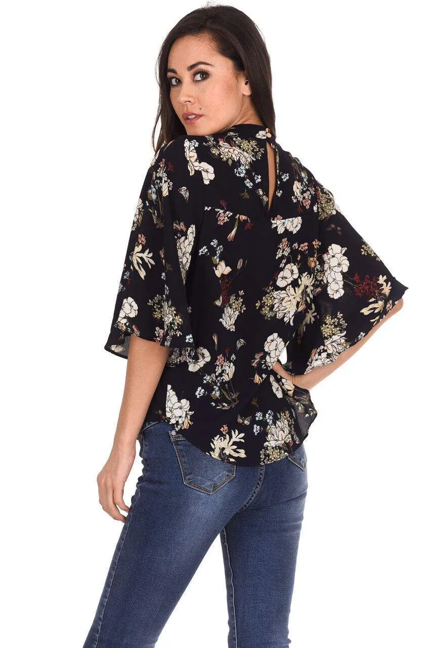 Navy Floral Print Top sold by AX Paris product image thumbnail 3