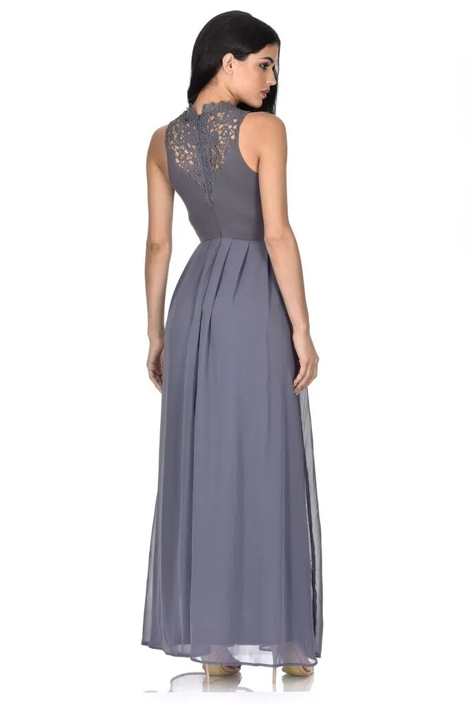 Grey High Neck Crochet Maxi Dress sold by AX Paris product image thumbnail 3