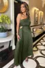 Olive One Shoulder Pleated Satin Midi Dress sold by AX Paris