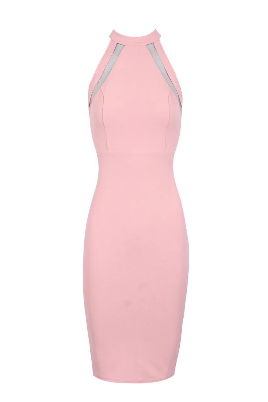 Blush Mesh Detail Bodycon Dress sold by AX Paris product image thumbnail 4