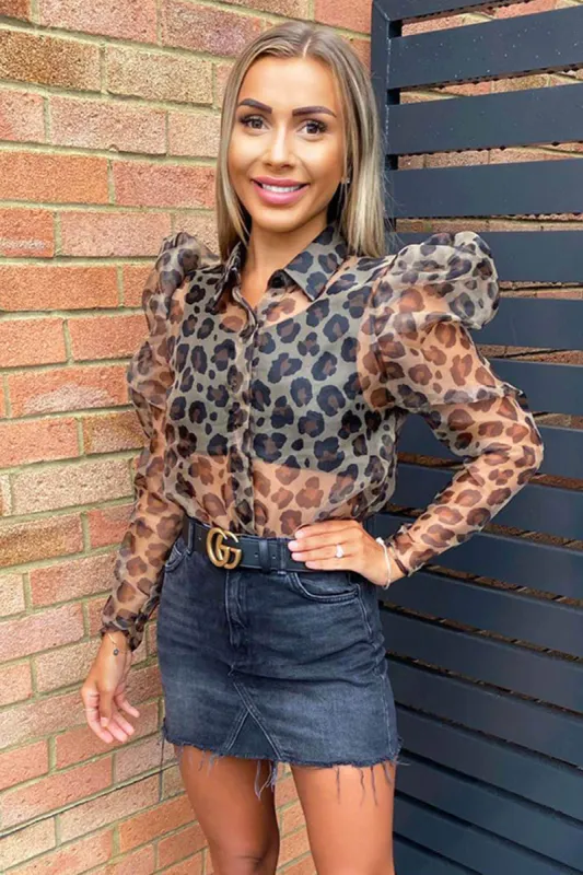 Multi Animal Printed Puff Sleeve Sheer Top sold by AX Paris