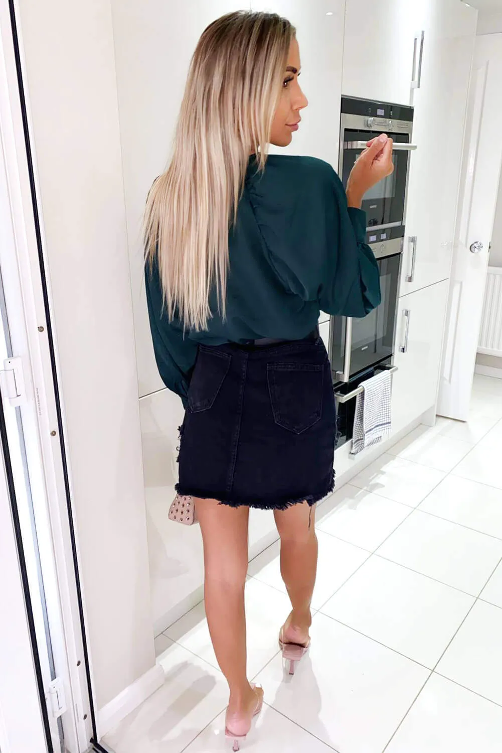 Teal Balloon Sleeve Cuff Top sold by AX Paris product image thumbnail 4