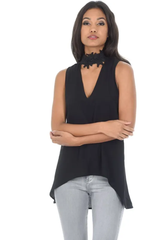 Black Crochet Choker Swing Top sold by AX Paris