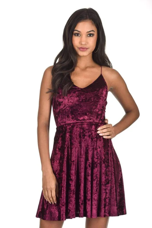 Plum Velvet Skater Dress sold by AX Paris