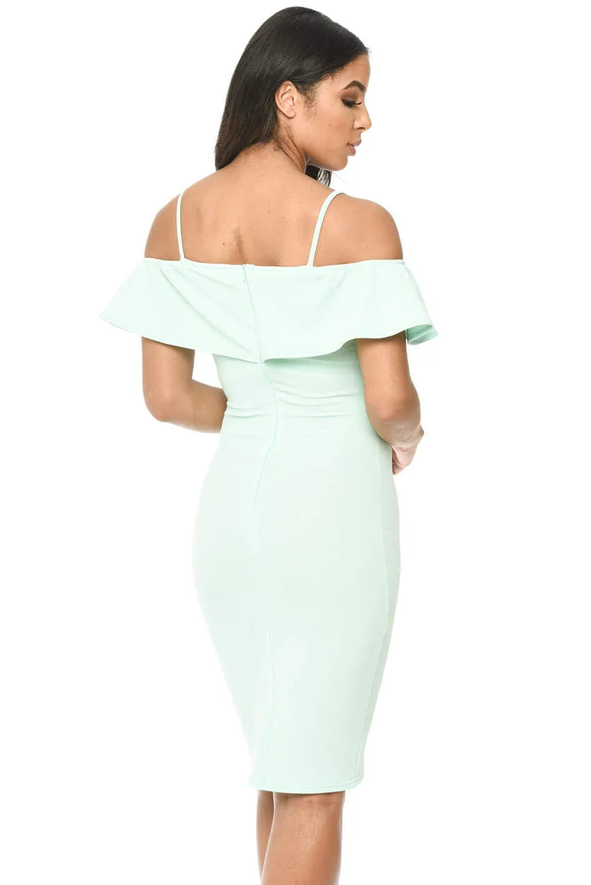 Green Bodycon Midi Dress Featuring A Bardot Frill sold by AX Paris product image thumbnail 3