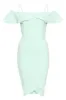 Green Bodycon Midi Dress Featuring A Bardot Frill sold by AX Paris