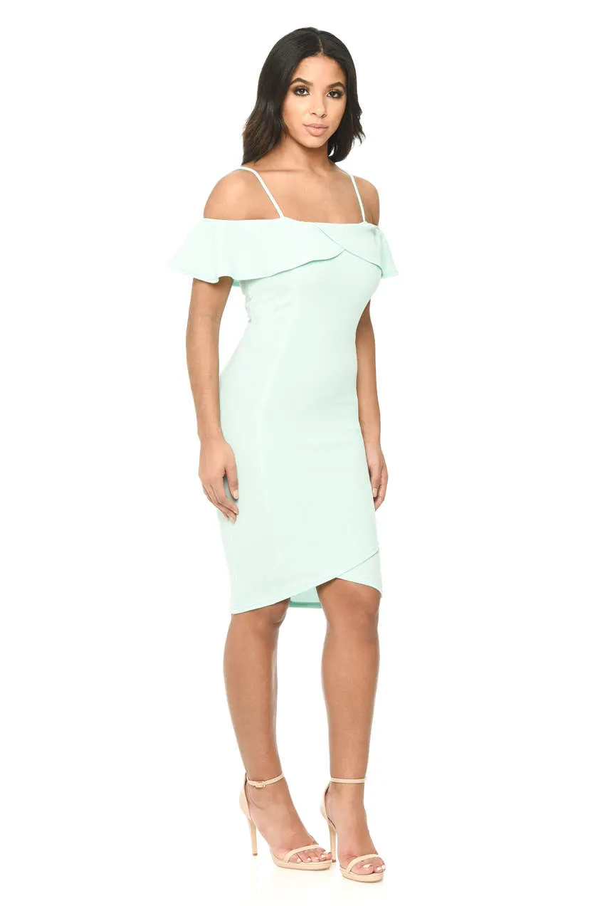Green Bodycon Midi Dress Featuring A Bardot Frill sold by AX Paris product image thumbnail 2