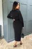 Black Wrap Gold Buckle Midi Dress sold by AX Paris