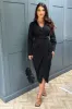 Black Wrap Gold Buckle Midi Dress sold by AX Paris